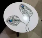 12" Unique Peacock Feather Inlay Coffee Table Elegant Design Marble Bed Side Dec