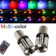2x RGB Multi-color 1073 1156 BA15S 27SMD Car RV LED Light Backup Reverse Bulbs (for: Nissan)
