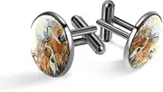 [Generic] Men's Cufflinks, Heron Birds in Reed Autumn Landscape Cuff Links for Men, Classic Cufflinks Black for Suit Shirt Wedding Business Birthday Jewelry Gift