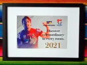 Framed 2021 NEWCASTLE KNIGHTS NRL Poster CONNOR WATSON #4 of 4 - 45 x 32 x 3cm
