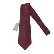 Tom Ford NWT Neck Tie in Orangey Red/Black/Brown Check 100% Silk Made in Italy