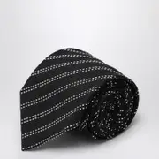[Destin] Black/white silk tie One size Blue