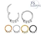 365 Sleepers 1 Pair 16G Steel Gem Hinged Hoop Huggie Sleeper Earrings