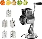 Cheese Grater with - Rotary Cheese Grater | Stainless Steel Vegetable Cutter Drum Cheese Grater | Multifunctional Hand Cheese Grater with Suction Base Vegetable Slicer Machine for Cheese