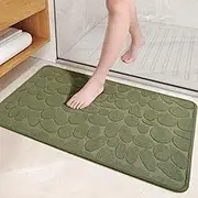 Color&Geometry Quick Dry Thin Bathroom Rugs Fit Under Door- Super Absorbent, Non Slip Rubber Backing, Non Shedding, Washable Green Bath Mat- 24"x36" Large Bath Mats for Bathroom Floor