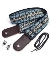 CLOUDMUSIC Guitar Leather Soprano Baritone Ukulele Strap Coloful Hawaii Strap
