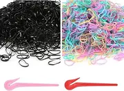 Kids Rubber Bands 2000PCS Mini Hair Rubber Bands,Elastic Hair Ties for Girls Hair Braids Hair with Rubber Band Cutter(Black,Colorful)