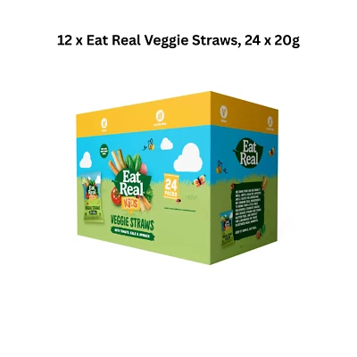 12 x Eat Real Crisps Veggie Straws Chips Vegan Kale Tomato Spinach Box 24x 20g