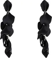 [Just Follow] Long Acrylic Rose Petal Earrings Dangle Exaggerated Flower Earrings Drop Statement Floral Tassel Earrings for Women