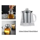 Glass Teapot with Stainless Steel Infuser Filter Jug for Tea Bags Household