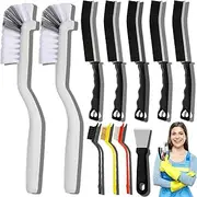 11 Pcs Crevice Cleaning Brush Set, Hard Bristle Cleaning Supplies for Kitchen, Bathroom, Corner, Grout, Sink, Cup, Teapot, Bottle, Blender