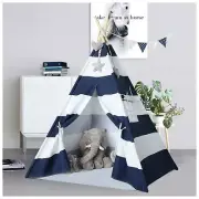Kids Teepee Tent for Boys Navy White Stripe Teepee Tent Indian Canvas Tents f...