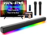 Vocal-Star Karaoke Machine, 300w Soundbar Speaker, 2 Wireless UHF Microphones