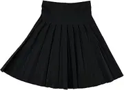 [BGDK] Women’s Cotton Pleated Knee Length Skirt- Elastic Waist Office Pleated Skirt