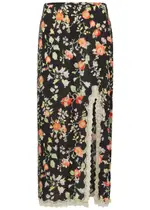 Rixo Sibilla Floral-print Midi Skirt - Black - 12 (UK12 / M) 12 (UK12 / M)