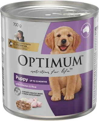 Optimum Chicken and Rice Wet Puppy Food, 12 Cans, Medium