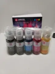 Lnkcos Sublimation Ink EcoTank Inkjet Printer Refill 5 100ml Bottles 2 Black