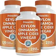 5-in-1 Organic Ceylon Cinnamon Capsules 2355mg with Apple Cider Vinegar, Turmeric, Ginseng Root Capsules, Bioperine Supplement (120 Count (Pack of 3))