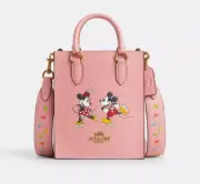 New! COACH CN023 Disney X North South Mini Tote w/ Ice Skate Motif Light Blush