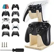YIBEICO 2-Tier Wood Universal Controller Holder for Xbox Series X, Xbox, Ps5, Ps4,360,Switch,Nintendo,Steam Controller,Gaming Headset,Wood Controller Display Stand