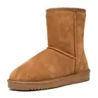 Women Winter Moccasin Toe Snow Boots Warm Fur Lining Flat Mid Calf Anti-skid