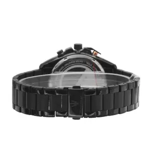 【MASERATI 瑪莎拉蒂】TRAGUARDO系列 黑色系 三眼計時 玫瑰金刻度 不鏽鋼錶帶 手錶 男錶(R8873612048)