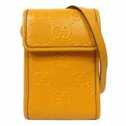 New Gucci Shoulder Bag 625571 (Yellow) GUCCI Leather GG Embossed Diagonal Hang