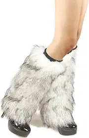 [BXT] Women Faux Fur Leg Warmers Vintage Furry Long Socks Winter Warm Ankle Warmers Plush Ankle Cuff Party Costume Accessories