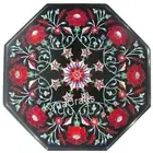 Octagon Marble Side Table Top for Hotel Floral Pattern Inlay Work Coffee Table