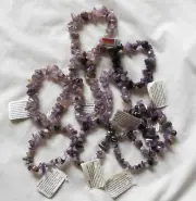 Natural Amethyst Bracelets by Healing Light Stones Round Bead and Chip