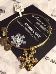 Alex and Ani SNOWFLAKE Limited Edition 14K Gold Plate Bangle Charity By Design