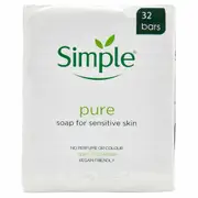 Simple Pure Soap 100g x 32 Bars Sensitive Skin Fragrance Free Family Bulk Pack