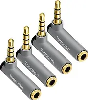 Togconn 3.5mm Right Angle Plug TRS Adapter 4-Pack, 90 Degree 3.5mm 1/8" TRRS Male to Female Stereo Jack Plug AUX Gold-Plated Connector, Compatible with Headset/Tablets/MP3 Players/Speakers