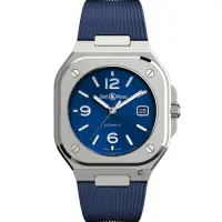 在飛比找Yahoo奇摩購物中心優惠-Bell & Ross BR05時尚機械錶-藍x膠帶/40m