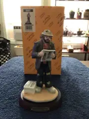 Emmett Kelly Jr. 10 Years Figurine #9991 Flambro 1991 Clown W/Base Box