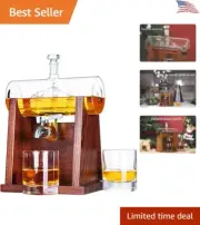 Exquisite Handmade Decanter Set with 2 Glasses - Complete Crystal - Heavy Base