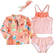 [Maacie] Baby Girls 4-Piece Swimsuit Sets Toddler Girls Swimsuit Bikini Sets
