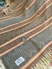 Vintage Faribo Wool Fringed Blanket Throw NOS Aztec Muted Colors 48x50
