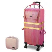 Byootique Rolling Makeup Train Case Portable Cosmetic Bag Set Travel Artist