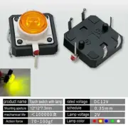 100PCS 12mm LED Illuminated Momentary Tap/Touch Switch Tactile Push ButtoYellow