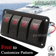 4 Gang Rocker Switch Panel Circuit Breaker Red LED Car Marine Boat Waterproof (for: Smart)