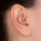 14K Rose Gold Flower Tragus Earring, 16g, Boho Floral Body Jewelry, Tragus Hoop