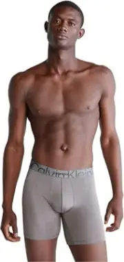 Calvin Klein Men's Embossed Icon Micro Long Boxer Brief Grey Sky, Large