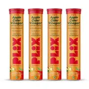Plix Apple Cider Vinegar Effervescent Tablets For Weight Loss Orange Squ- Pack 4