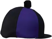 Hy Two Tone Lycra Hat Silk with Bobble (UK Size: One Size) (Purple/Black)