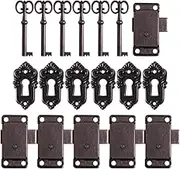 Cabilock 6 Sets Vintage Cabinet Lock Antique Jewelry Box Latches Decorative Locks Hasp Hardware Kit for Wardrobe Cabinet Cupboard Drawer