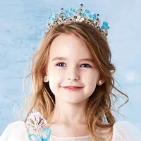 在飛比找PChome24h購物優惠-UNICO 兒童 艾莎公主風藍色水鑽表演拍照最佳配飾皇冠