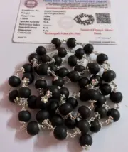 :ab Certified + 925 Silver + Ebony 54+1 Bead 8mm Karungali Malai Mala ROSARY
