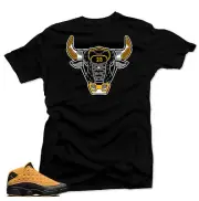 Shirt to match Air Jordan Retro 13 Chutney Sneakers. Bull 13 Black Tee