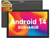 10'' Android 14 Tablet 64GB 8GB RAM 1024GB Expand Quad-Core WiFi Bluetooth